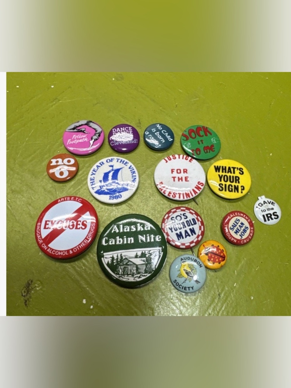 Lot of 15 Vintage Misc. Pinback Buttons